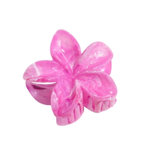 Elegant floral hair claw clip with pink and white marble pattern for women hair styling