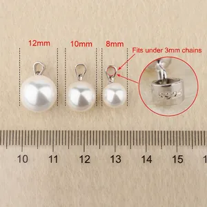 Weiße Muschelperlen-Anhänger in 8/10/12mm mit S925 Silber-Öse für DIY-Halsketten