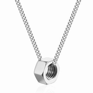 Industrial Nut Pendant Necklace Titanium Steel Silver Hexagon Bolt Minimalist Punk Jewelry For Men Women Unisex