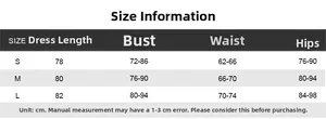 Detailed size chart with cm measurements for sleeveless halter neck printed dress