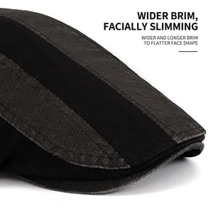 Adjustable men's patchwork cotton beret with extended brim for sun protection