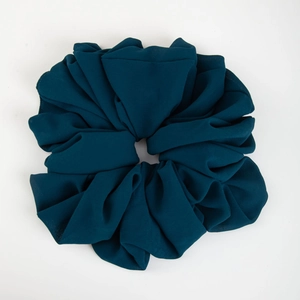 Solid navy blue chiffon scrunchie with high elasticity for elegant hair styling