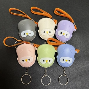 Set of colorful owl-shaped personal alarms with woven lanyards and keychains