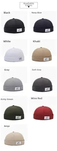 Detailed grid view of lightweight docker caps in nine colors with Narason logo label