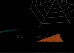 Size chart for Halloween spider web decorations in multiple sizes and colors