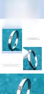 Macro detail of princess cut moissanite ring with polished silver finish and starry blue backdrop