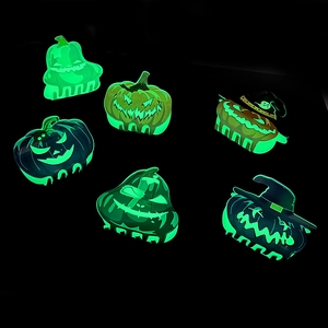 Glow In The Dark Halloween Hair Claw Clips Acrylic Pumpkin Bat Ghost Shark Clip Women Spooky Costume Accessory