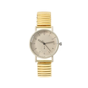 Orologio quarzo donna elegante con cinturino elastico dorato e dettaglio cuore su quadrante