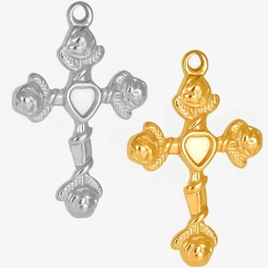 Gothic heart cross pendants in gold and silver finish for DIY jewelry crafting