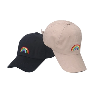 Rainbow embroidered baseball caps in black and khaki colors with premium cotton texture