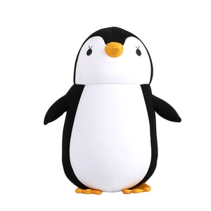2-in-1 Penguin shaped plush toy and U-shaped neck pillow with foam bead filling