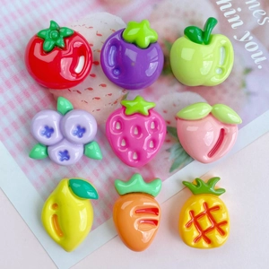 Cute glossy resin fruit and vegetable charms for DIY crafts and phone case decoration