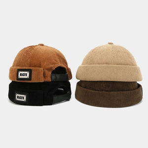 Bonnet Docker Sans Bord En Velours Côtelé Réglable Rétro Miki Cap Streetwear Hip Hop Unisexe Accessoires Mode Hommes Femmes