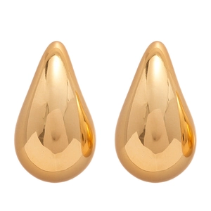 Elegant gold teardrop earrings with a smooth mirror-polished metallic finish