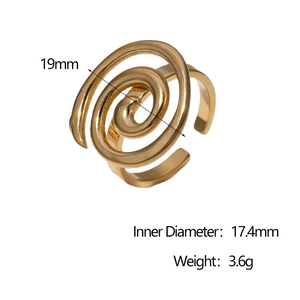18k gold swirl stainless steel ring with 19mm outer and 17.4mm inner diameter specs