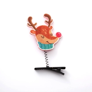 Glitzernde Rentier-Haarklammer mit Feder für Weihnachtsfeiern und Kinder-Haarschmuck