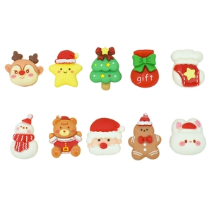 Cartoon Christmas resin charms set with Santa, elk, and trees for DIY crafts and hairpins