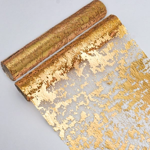 Gold foil mesh table runner roll for wedding and Christmas dining table decoration