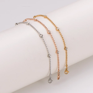 Elegant bead chain bracelets in gold, silver, and rose gold with sparkling crystals