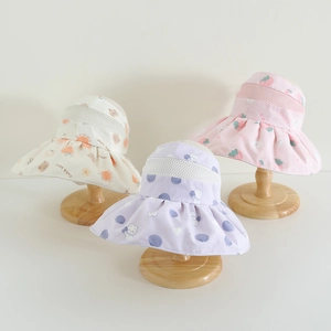 Chapeau Soleil Enfant Maille Respirant Protection UV Large Bord Haut Vide Motif Dessin Animé Été Voyage Extérieur Pour Filles