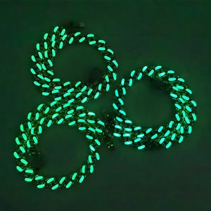 Luminous Cuban link bracelets for men with green glow in dark effect for street style