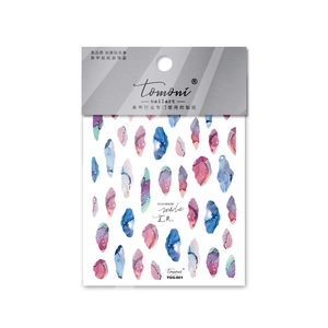 Tomoni marble pattern nail art stickers with watercolor crystal design in TOG-001 packaging