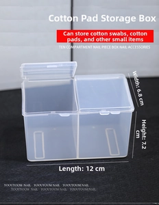 Dual compartment translucent nail art storage box with independent lids, size 12x6.8x7.2cm
