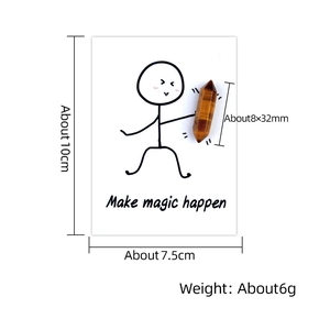 Natural tiger eye crystal wand with healing card set including size and weight specs