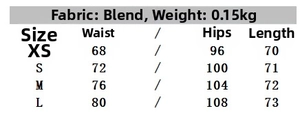 Detailed size guide table for sexy lace tank top and skirt set including XS to L measurements