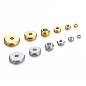 Flat stainless steel spacers for jewelry making in gold and silver finishes