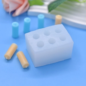 6-cavity cylindrical silicone mold for DIY candles, mousse cakes and handmade chocolate