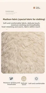 Gros plan du tissu peluche Madison beige avec une texture douce de fibres longues denses