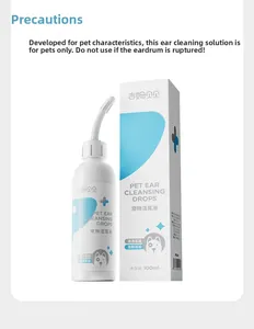 Flacone 100ml gocce pulizia orecchie animali con scatola per l'igiene di cani e gatti