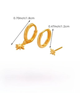 Detailed size and weight chart for the gold star and moon mismatched earring set