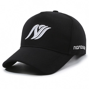 Casquette de baseball noire classique avec broderie 3D blanche et visière incurvée homme