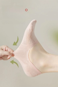 Macro detail of high-elasticity mesh liner socks showing stretch fabric and anti-slip fit