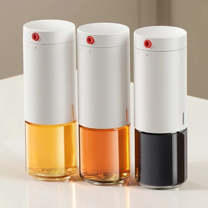 Three leakproof glass seasoning bottles for oil and vinegar with precise control dispensers