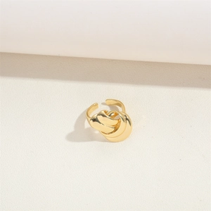 French vintage gold knot ring with adjustable open band for women in minimalist style