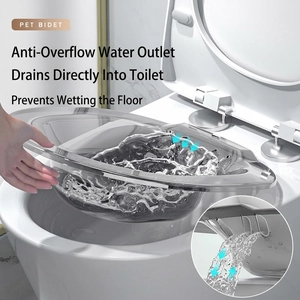 Transparent grey pet bidet for toilet use with anti-overflow drainage holes