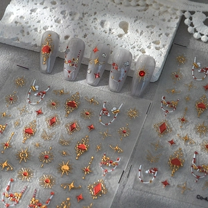 Relief Nail Art Stickers Gold Stamping Waterproof Hollow Star Heart Flower DIY Manicure Decoration For Women
