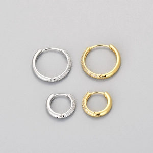 Exquisite micro-pave hoop earrings in gold and silver tones with sparkling cubic zirconia