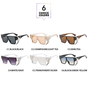 Six different color options for trendy square oversized sunglasses with metal claw temples