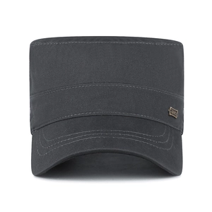 Casquette militaire gris foncé en coton avec visière courbée et logo Sports