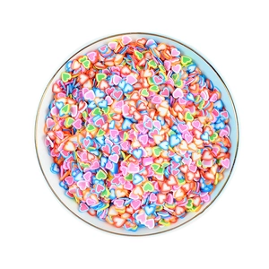 Mixed heart-shaped colorful fruit polymer clay slices for DIY craft and nail art accessories