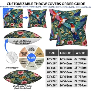 3D floral hummingbird decorative pillowcase available in multiple sizes and premium fabrics