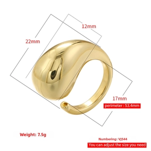 Technical drawing showing 22mm height and 12mm width dimensions of golden teardrop ring