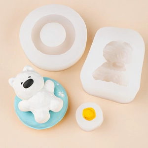 Set de moldes de silicona para manualidades de resina de oso polar y adornos de yeso