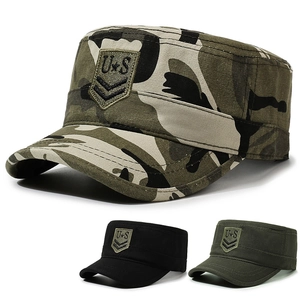 Cadet Cap Flat Top Military Hat 100% Cotton Canvas Sun Protection Outdoor Tactical Adjustable For Men Women Fashion