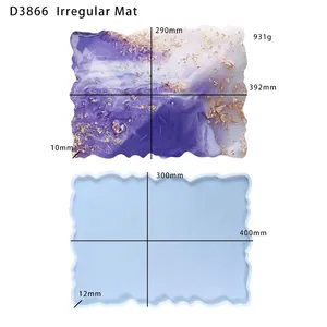 Detailed size specifications for irregular resin tray silicone mold 40x30cm