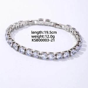 Micro-pave zircon tennis bracelet in silver finish, length 19.5cm and weight 12.0g